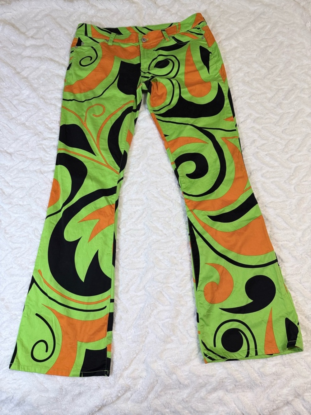 Loudmouth: Vibrant Lime Green, black, orange Golf Pants- Women’s - EUC- Size 14